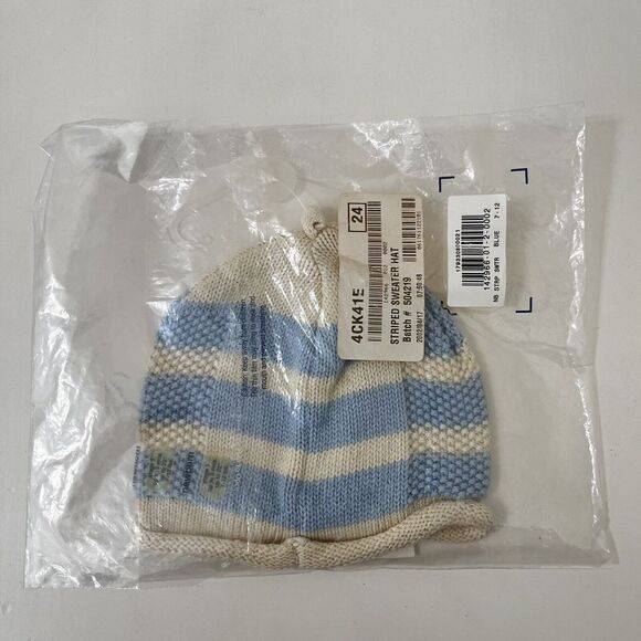 Vintage Baby Gap Blue Striped Sweater Hat Newborn Stage 1 Up to 3 Months NWT - Picture 5 of 7